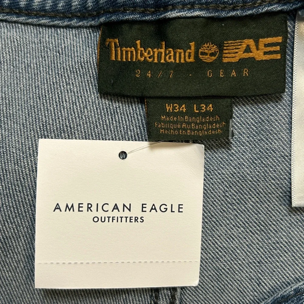 Timberland x AE Denim Double Knee Baggy Carpenter Jeans Blue 34x34